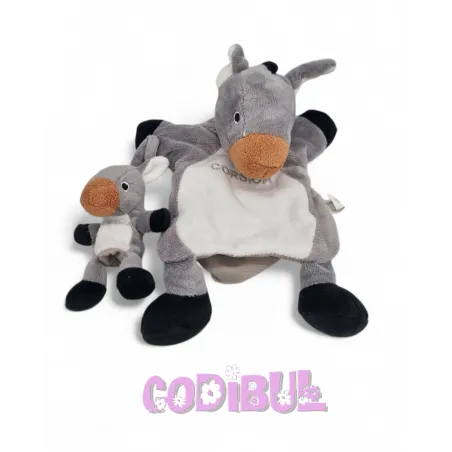 TEXTISUN doudou marionnette âne cheval corsica gris blanc