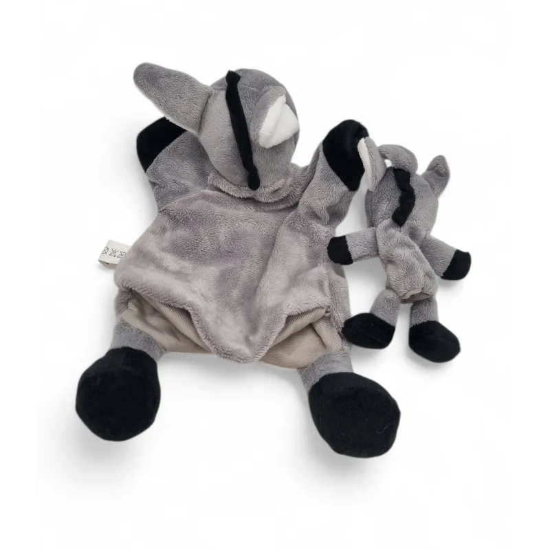 TEXTISUN doudou marionnette âne cheval corsica gris blanc