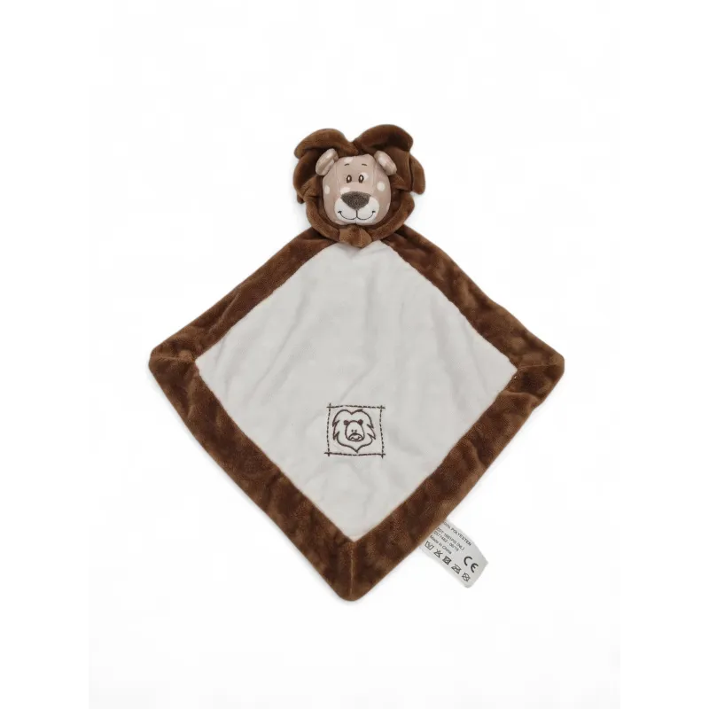 Doudou plat lion marron beige blanc ZDT