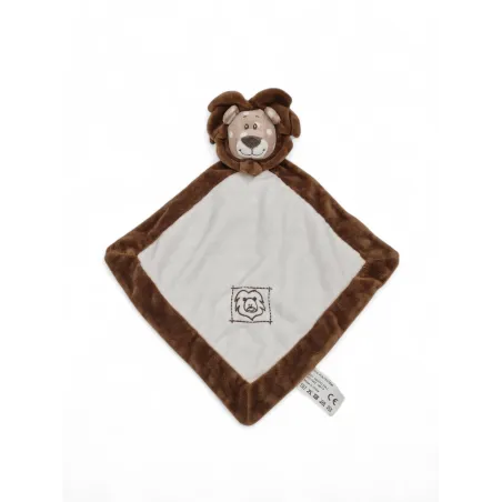 Doudou plat lion marron beige blanc ZDT