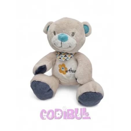 Doudou BEBISOL ours gris bleu arthur et lola