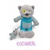 OBAIBI Doudou chat gris salopette bleu