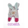 SUCRE D'ORGE doudou plat lapin rose blanc