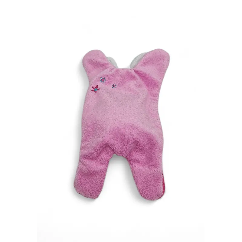 SUCRE D'ORGE doudou plat lapin rose blanc