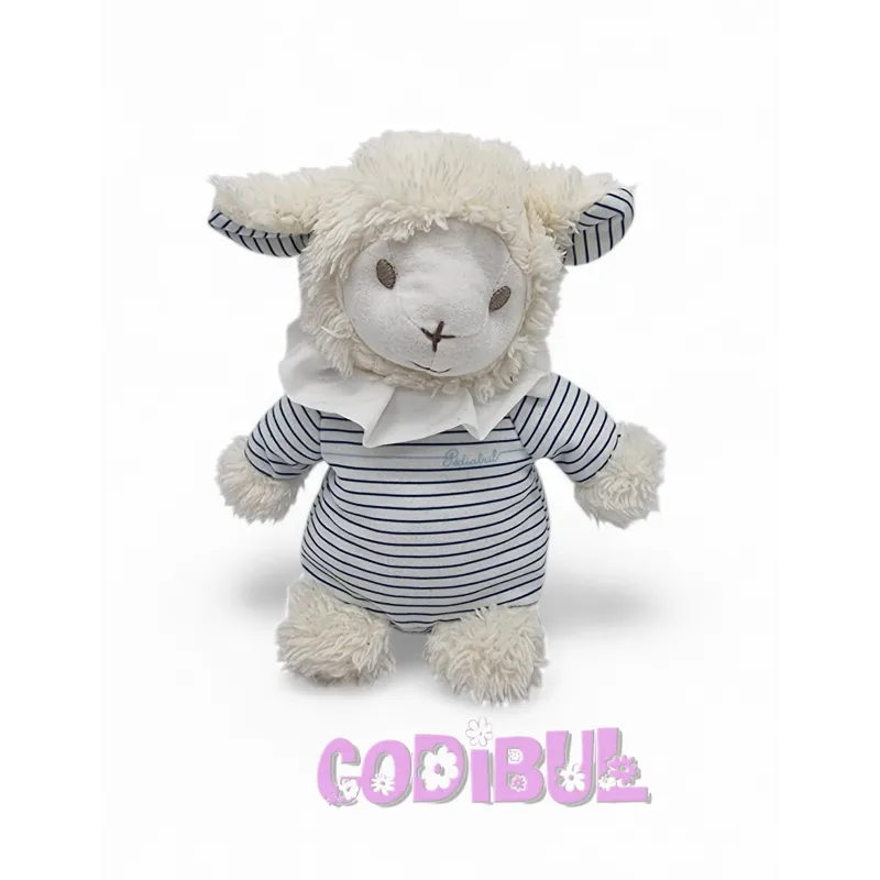 AVENE PEDIATRIL doudou mouton rayé blanc et bleu