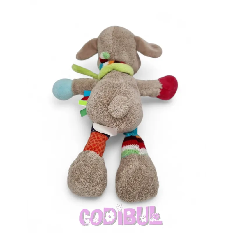 NICOTOY Doudou mouton gris beige multicolore