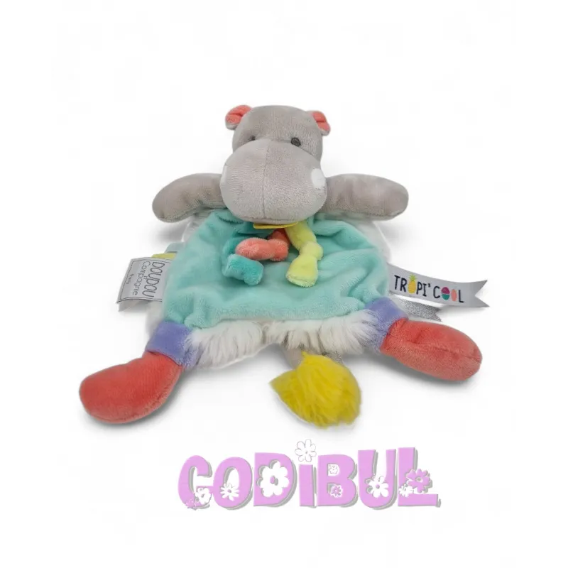 DOUDOU ET COMPAGNIE hippopotame attache tétine tropicool