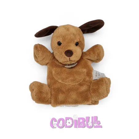 HISTOIRE D'OURS Doudou marionnette chien marron