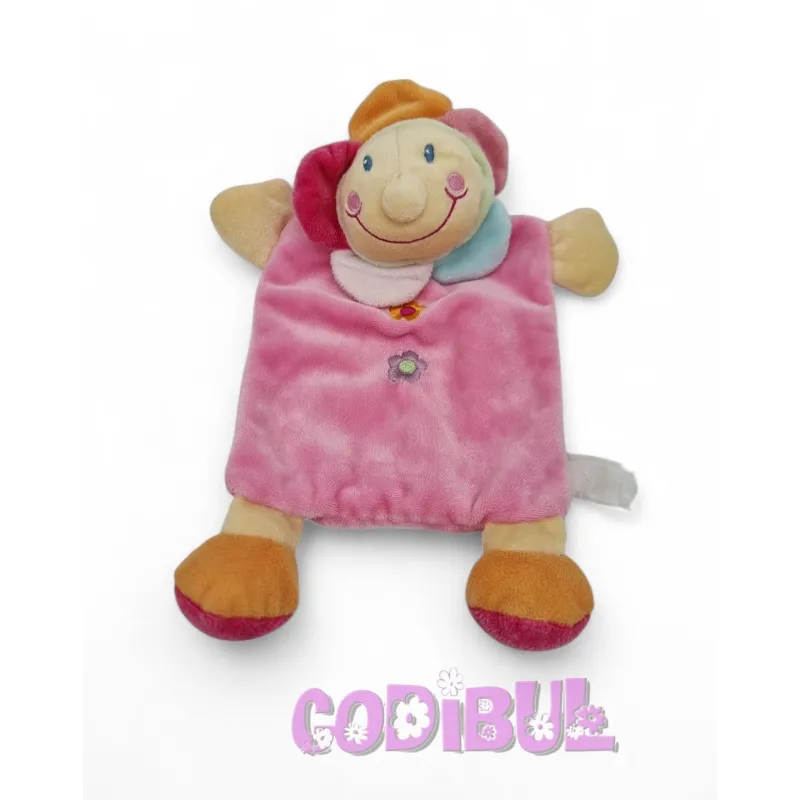 doudou plat fleur rose NICOTOY