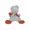 SUCRE D'ORGE doudou plat souris blanche grise orange