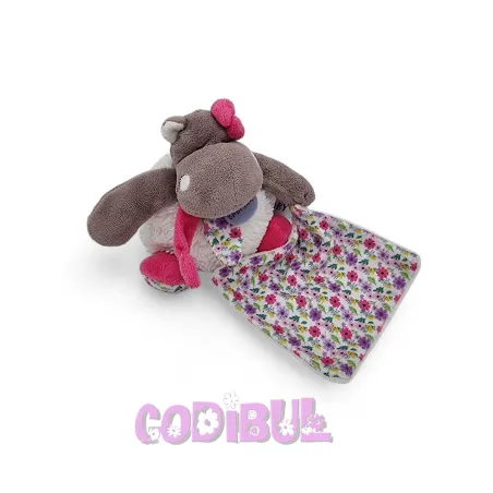BABY NAT' doudou hippopotame blanc rose