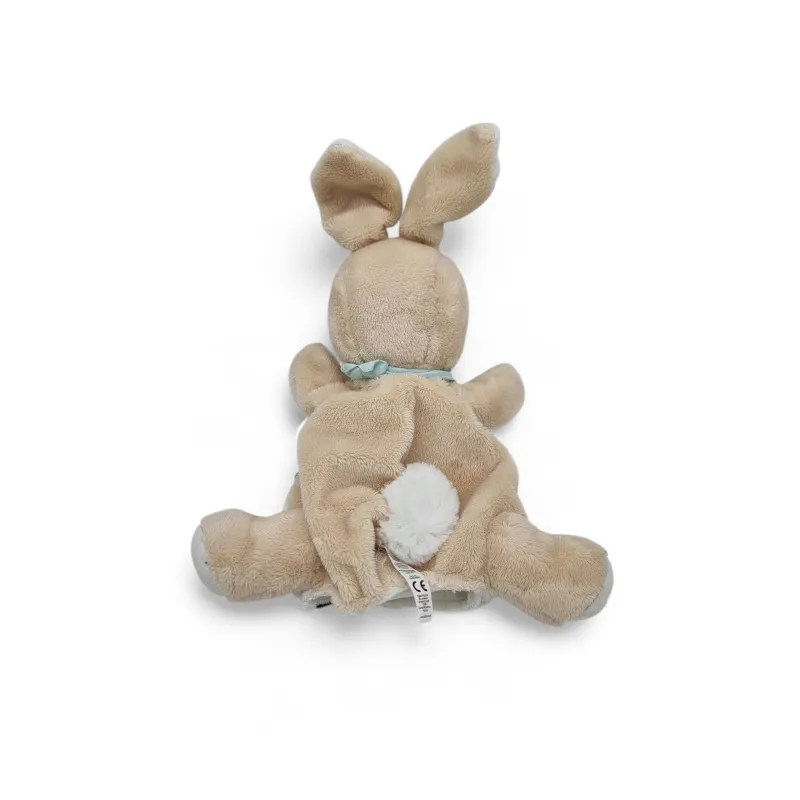 KALOO Doudou marionnette lapin blanc beige foulard bleu LES AMIS