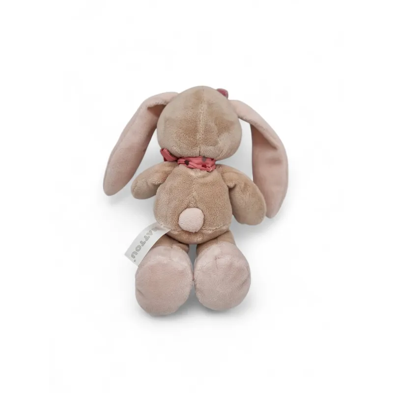 NATTOU Doudou lapin Nina beige rose 22 cm avec grelot