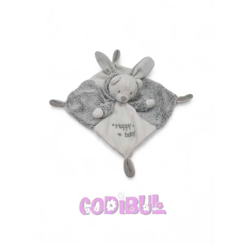 Premaman doudou plat ours blanc gris Happy Baby