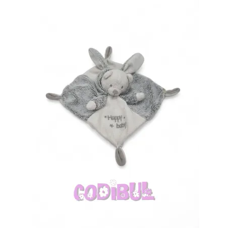 Premaman doudou plat ours blanc gris Happy Baby
