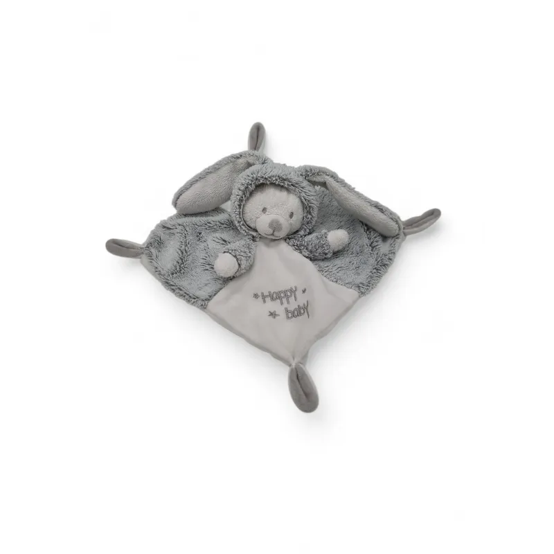 Premaman doudou plat ours blanc gris Happy Baby