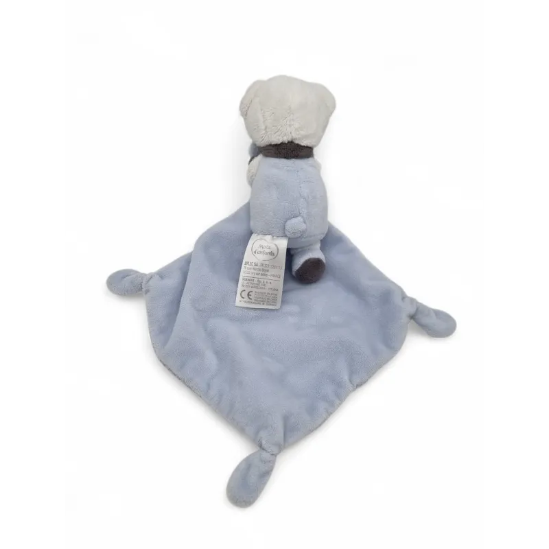 MOTS D'ENFANTS doudou mouchoir ours bleu blanc sweet dream