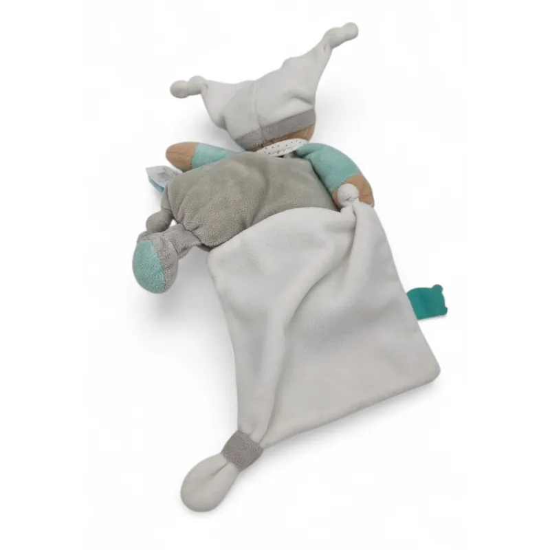 BABY NAT' doudou pantin ours polochon avec mouchoir