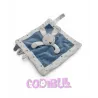 OBAIBI Doudou plat lapin bleu blanc gris coeurs