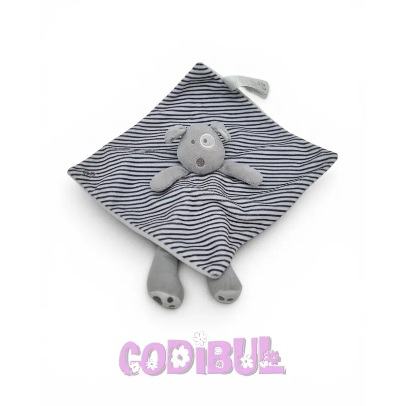 OBAIBI Doudou plat chien gris bleu rayures