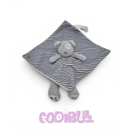 OBAIBI Doudou plat chien gris bleu rayures