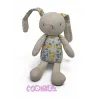 Klorane doudou plat lapin beige tissu fleurs jaune bleu
