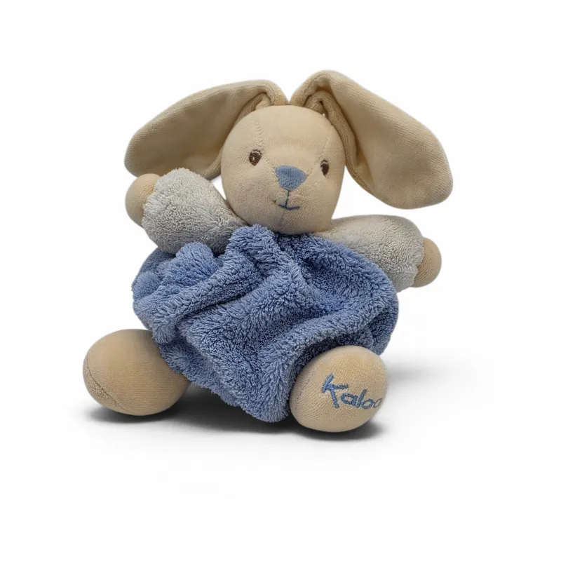 KALOO Doudou lapin plume blanc bleu
