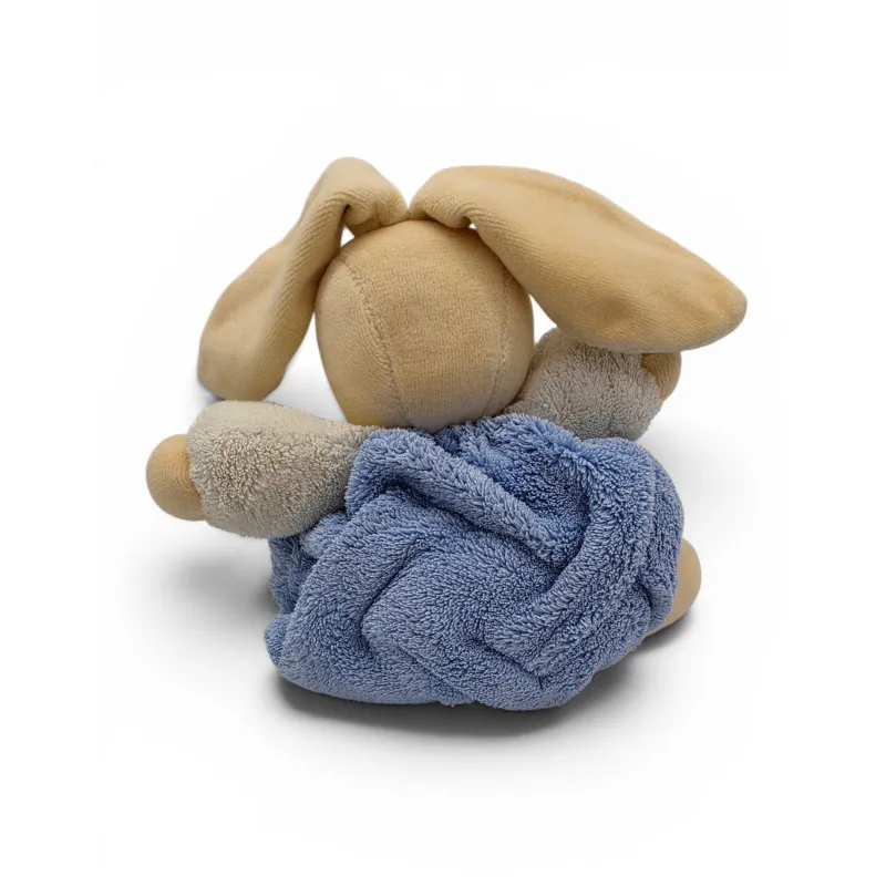 KALOO Doudou lapin plume blanc bleu