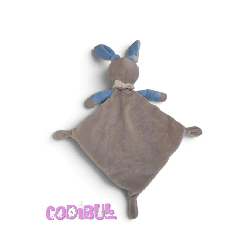 NICOTOY Doudou plat lapin bleu beige étoile sweet star